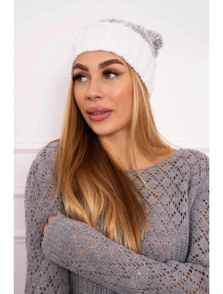Paris fleecová čiapka K213 biela+sivá