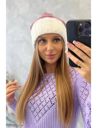 Dámska čiapka Feba K330 white+powder pink