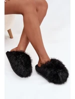 Futrzane Kapcie Damskie Czarne Iseline
