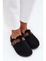 Klapki Damskie Z Futerkiem Typu Baranek Czarne Lorivine