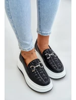 Dámske kožené mokasíny na platforme s čiernym zdobením Vinceza Dámske kožené mokasíny na platforme s čiernym zdobením Vinceza