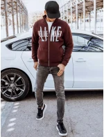 Pánska mikina na zips s bordovou potlačou FashionStreet BX5410