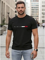 Pánske bavlnené tričko s nápisom PARIS, čierne, FashionStreet NX5139R Pánske bavlnené tričko s nápisom PARIS, čierne, FashionStreet NX5139R