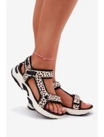 Sandały Damskie Na Rzepy D.Franklin DFSH406002 Czarno-Beżowe
