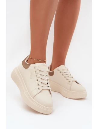 Sneakersy Damskie Na Platformie Big Star SS274246 Jasnobeżowe