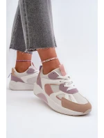 Sneakersy Damskie Na Platformie Fioletowe Lenivia