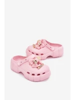 Klapki Dziecięce Dziewczęce Piankowe Z Kokardką I Ozdobami Różowe Selvana