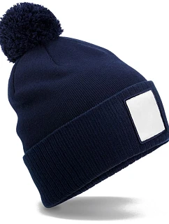 Beechfield B 338R Pletená čiapka Patch „Pompon“ 53.338R oxford navy/biela