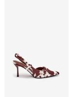 Czółenka Z Odkrytą Piętą I Paseczkami Łaty Biało-Brązowe Ravira