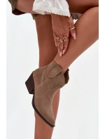 Wsuwane Botki Kowbojki Damskie Z Naturalnego Zamszu Beżowe Beretta