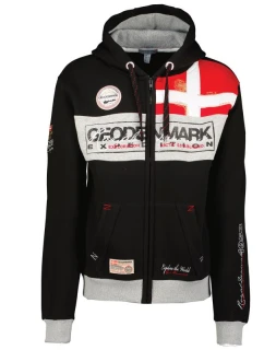 Pánska mikina s kapucňou Geographical Norway Flyer Danemark DB MEN 100 Black Zip Hoodie (WU8426H/GNO/Black) pánska