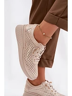 Kožené Ažurové Dámské Polobotky Vinceza 79603 Zlaté Kožené Ažurové Dámské Polobotky Vinceza 79603 Zlaté