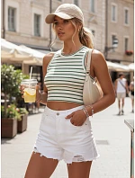 Dámsky bavlnený pruhovaný top STELLA MAE biely FashionStreet RY2271 Dámsky bavlnený pruhovaný top STELLA MAE biely FashionStreet RY2271