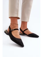 Baleriny Damskie Na Niskim Obcasie Z Odkrytą Piętą Sergio Leone SK831 Czarne