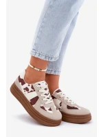 Damskie Sneakersy Na Platformie W Łaty Beżowe Lincidi