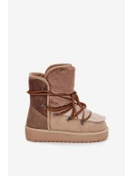 Dámske snehové topánky s kožušinou DFSH370012 Beige - DFranklin