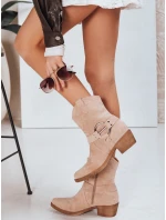 Dámske semišové kovbojské topánky béžové FashionStreet ZY1301 Dámske semišové kovbojské topánky béžové FashionStreet ZY1301