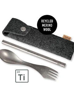 Turistické príbory v puzdre Light My Fire Spork & Straw Kit Titanium