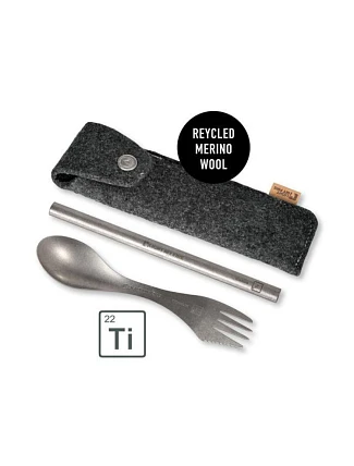 Turistické príbory v puzdre Light My Fire Spork & Straw Kit Titanium