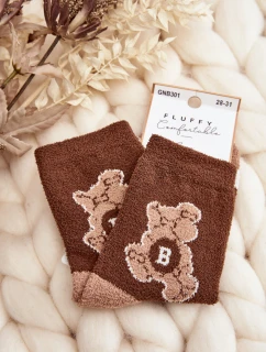 Młodzieżowe Ciepłe Skarpety Z Misiem Brązowe