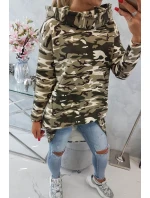 Mikina s dlhým chrbtom moro khaki+ecru Mikina s dlhým chrbtom moro khaki+ecru