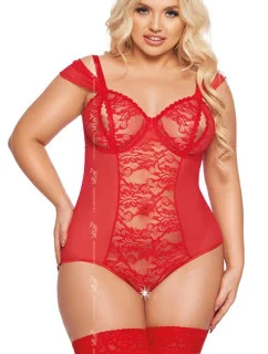 Dámske sexy plus size body Dora 1901 Red - SoftLine