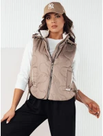 Dámska prešívaná vesta TREOS béžová FashionStreet TY4216 Dámska prešívaná vesta TREOS béžová FashionStreet TY4216