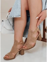 Dámske sandále na podpätku AMIRIA beige FashionStreet ZY0804