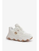 Damskie Buty Sportowe Sznurowane Ocieplane Na Platformie Białe Verioras