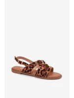 Sandały Damskie Na Płaskim Obcasie Ze Złotymi Ćwiekami Panterka Zanira