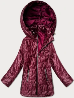 Goodlookin burgundská tenká bunda s kapucňou Plus Size (B8576-27)