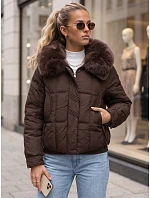 Krátka dámska zimná prešívaná bunda, hnedá, FashionStreet TY6040 Krátka dámska zimná prešívaná bunda, hnedá, FashionStreet TY6040