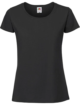 Fruit of the Loom Lady-Fit Iconic 195 T Dámske tričko z hrubej bavlny 16.1424 čierne