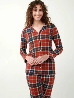 Vamp - Dámske pyžamo s gombíkmi v škótskom tartane 21513 - Vamp