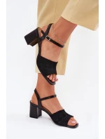 Damskie Sandały Na Słupkowym Obcasie Czarne Sarena