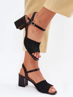 Damskie Sandały Na Słupkowym Obcasie Czarne Sarena