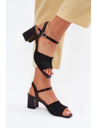 Damskie Sandały Na Słupkowym Obcasie Czarne Sarena