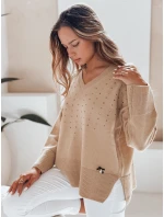 amski Sveter s výstrihom do V VERALIA camel FashionStreet MY2518