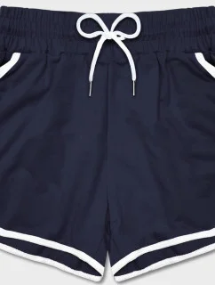 Tmavomodré dámske šortky s kontrastnou lemovkou (8K208-25)