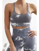 Fitness set top + legíny push up šedá + biela