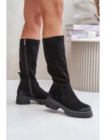 Zazoo 70145 Zamszowe Kozaki Przed Kolano Ocieplane Czarne