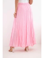Dámska maxi bavlnená sukňa s elastickým pásom candy pink