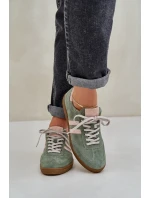Zazoo N1068 Zamszowe Niskie Sneakersy Damskie Zielone