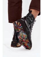 Skórzane Lakierowane Botki Damskie Artiker 57C0065 Szare