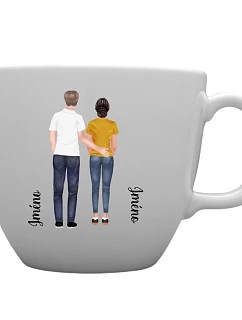 Personalizovaný keramický hrnček MEGA XXL s objemom 1000 ml a párom