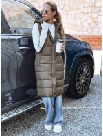 Dámska dlhá prešívaná zelená vesta FashionStreet TY5268