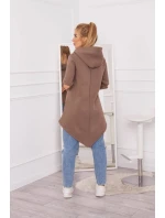 Zateplená mikina s dlhšou zadnou časťou mocca