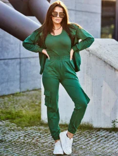 Set 3 v 1 mikina + top + nohavice zelený