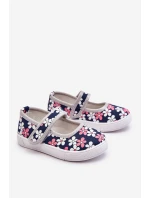 Dziecięce Baleriny W Kwiatuszki Granatowo-Szare Noah