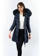 Dámska dlhá prešívaná zimná bunda Dark Blue (7689) Dámska dlhá prešívaná zimná bunda Dark Blue (7689)